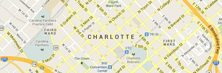 Map of Charlotte, NC Answering Service Coverage Area