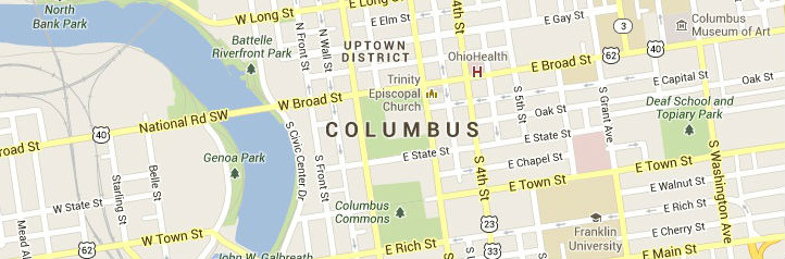 Map of Columbus, OH Answering Service Coverage Area