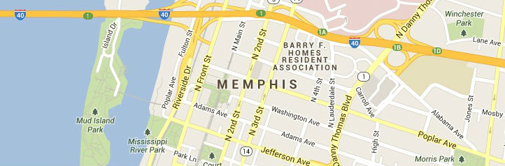 Map of Memphis, TN Answering Service Coverage Area